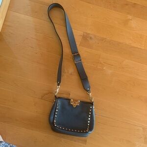 Valentino Garavani Navy Crossbody Bag with Gold Accents